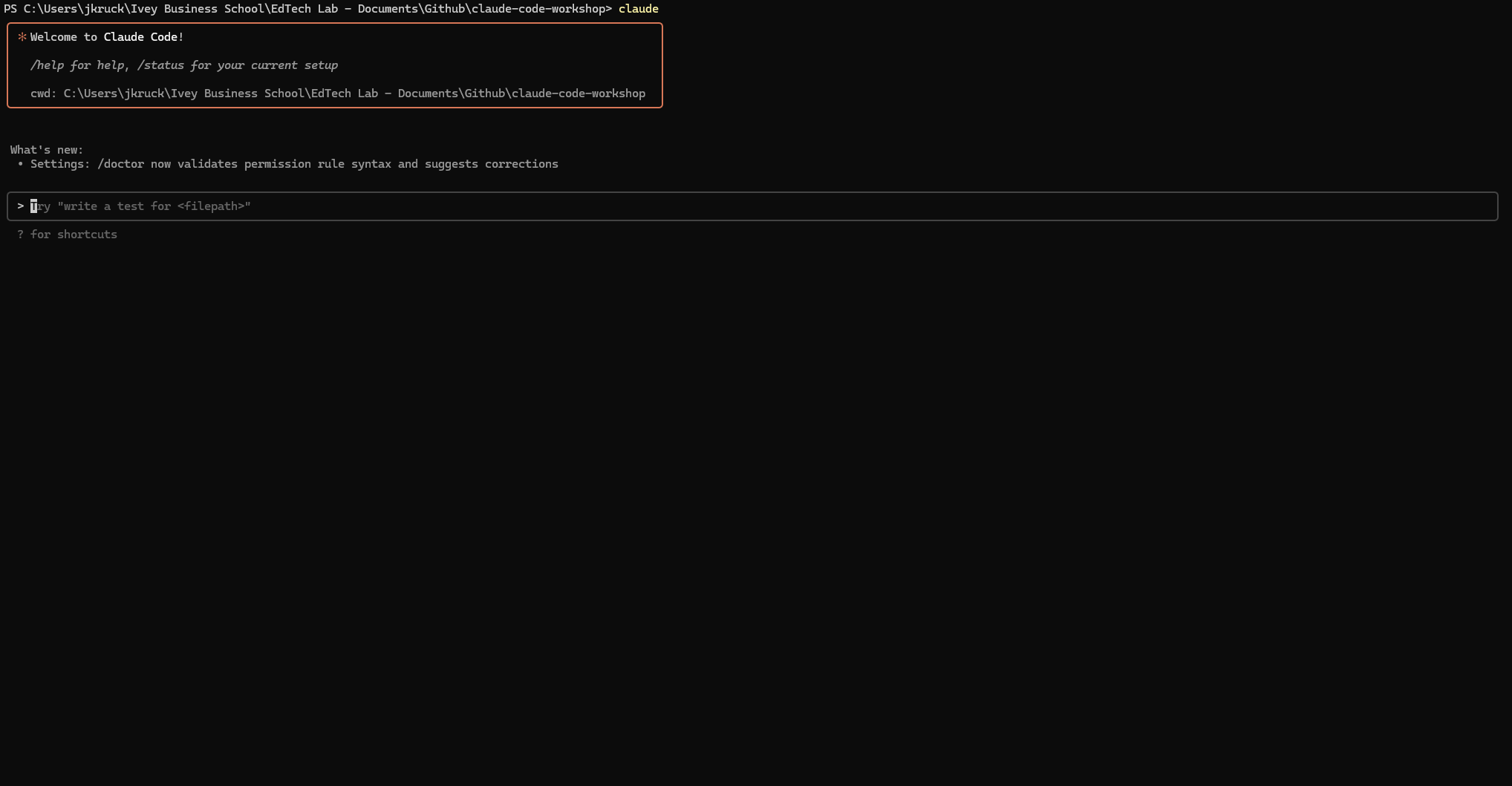 Terminal showing claude command launched with authentication prompt and instructions to sign in with Anthropic account